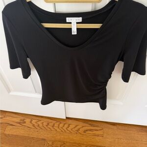 Lulu's Black Short Sleeve Scoop Neck Top